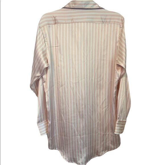 VICTORIA’S SECRET  Pink and Ivory Stripes Buttons Down Night Shirt.Size S - Picture 2 of 10